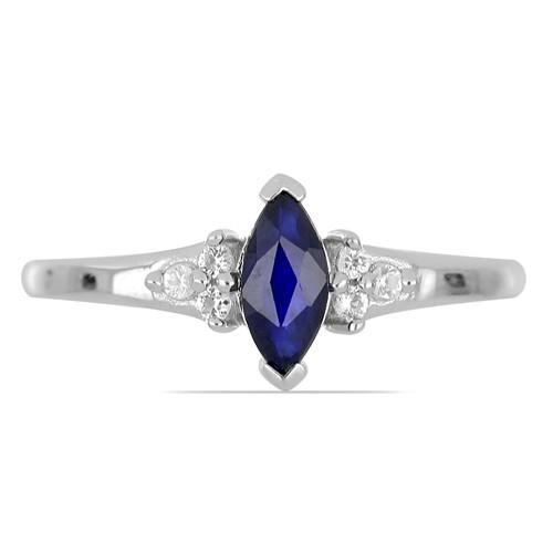 BUY 925 SILVER NATURAL BLUE SAPPHIRE GEMSTONE RING